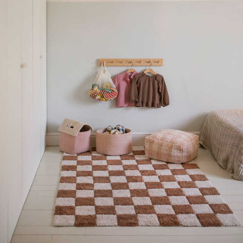 Lorena Canals Pouf "Vichy" rose 20x40x40 cm