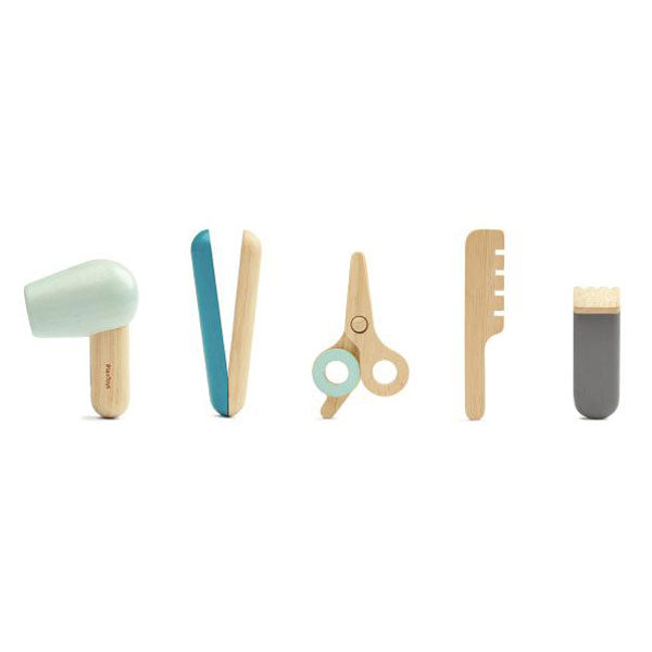 Plantoys Kinderspielzeug Friseurtasche mit Zubehör 6 tlg. aus Naturholz und Stoff