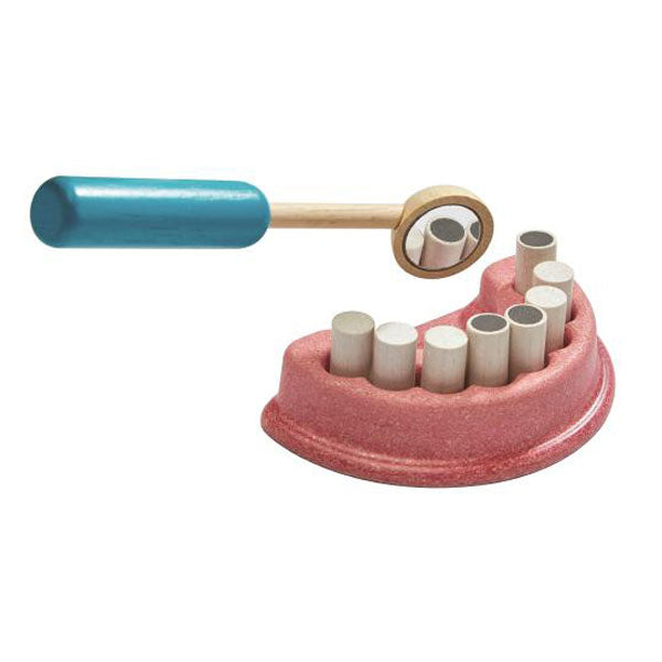 Plantoys Kinderspielzeug Zahnarzttasche mit Zubehör 10 tlg. aus Naturholz und Stoff