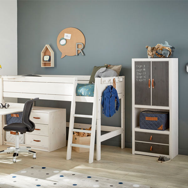LIFETIME Schubladenset für Regal in white wash mit Kreidetafel Druck - Griffe separat