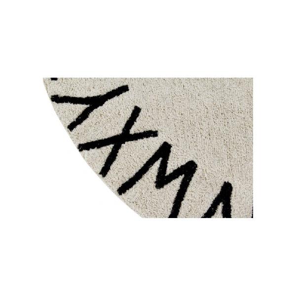 Lorena Canals waschbarer, runder Teppich ABC Natural-Black Ø150cm