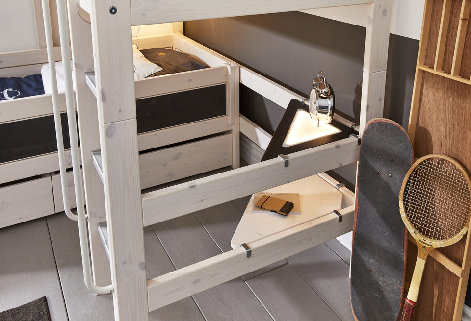 LIFETIME Hochbett 152cm mit gerader Leiter in weiß oder white wash