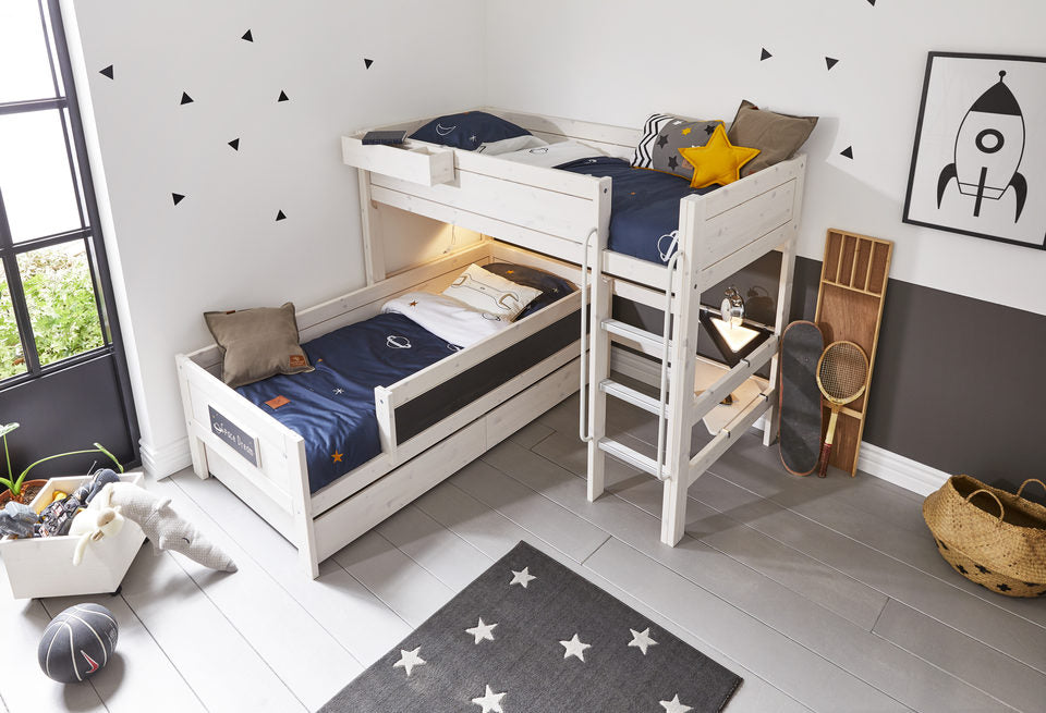 LIFETIME Hochbett 152cm mit gerader Leiter in weiß oder white wash