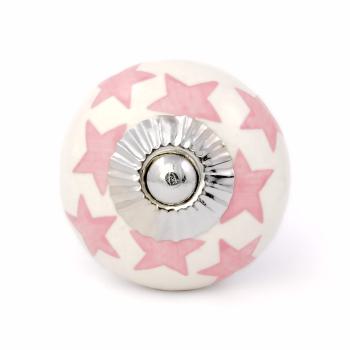 Knauf weiß mit rosa Sternen