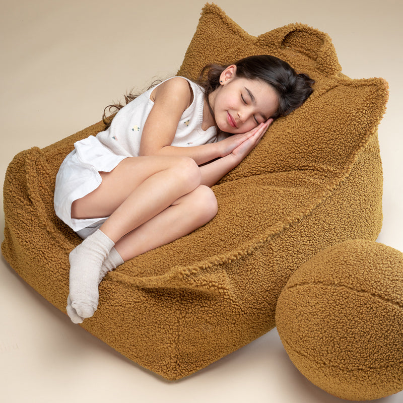 Wigiwama kleiner Sitzsack Bär aus Teddy-Stoff in 'Maple, 70x60cm